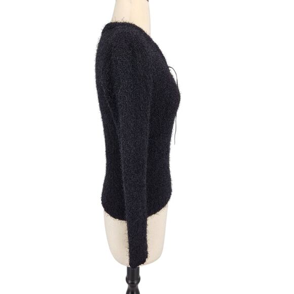 SALE Zalma Spark Eyelash Pullover Sweater Black Long Sleeve Size Small - Picture 5 of 5